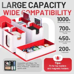Trading Card Storage Box with Commander Display for MTG, TCG, White & Red - Image 4