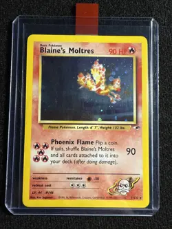 Pokemon TCG Blaine's Moltres Gym Heroes Holo Card Ungraded Rare 1/132 - Image 1