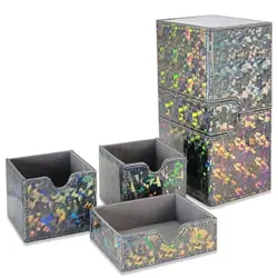 Dmoicols Card Deck Box for 200+ Sleeved Cards, Laser Leather Trading Card - Image 2