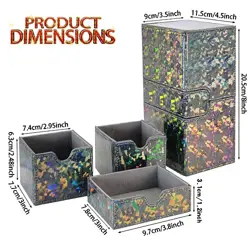 Dmoicols Card Deck Box for 200+ Sleeved Cards, Laser Leather Trading Card - Image 4