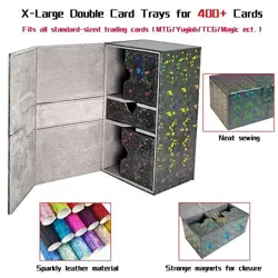 Dmoicols Card Deck Box for 200+ Sleeved Cards, Laser Leather Trading Card - Image 5