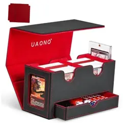 Card Deck Box for MTG, Double Card Storage Box with 2 Commander Black&Red - Image 1