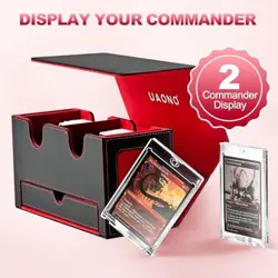 Card Deck Box for MTG, Double Card Storage Box with 2 Commander Black&Red - Image 3