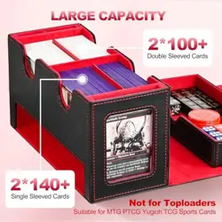 Card Deck Box for MTG, Double Card Storage Box with 2 Commander Black&Red - Image 5