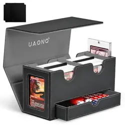 Card Deck Box for MTG, Double Storage Box with 2 Commander Display & Black&Gray - Image 2