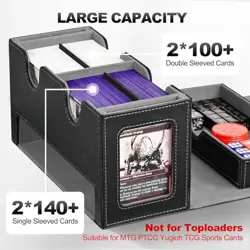 Card Deck Box for MTG, Double Storage Box with 2 Commander Display & Black&Gray - Image 5