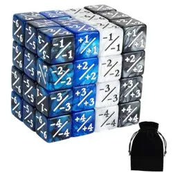 48 Pieces Magic Counter Dice Life MTG Counters Dice Set Marble Buff Tokens Blue - Image 1