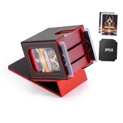 MTG Deck Box, Double Display Window MTG, Commander Deck Box Fits 120+ Black/Red - Image 1