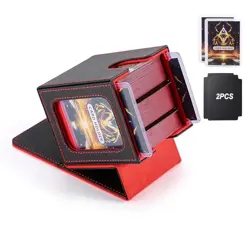 MTG Deck Box, Double Display Window MTG, Commander Deck Box Fits 120+ Black/Red - Image 2