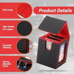 MTG Deck Box, Double Display Window MTG, Commander Deck Box Fits 120+ Black/Red - Image 3
