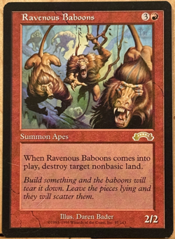 LIMITED EDITION Exodus Vintage MtG Ravenous Baboons Unplayed NM - Image 1