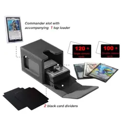 Venssu MTG Deck Box With Slot For Commander Display, Patented Black＆Grey - Image 4