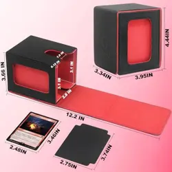 Card Deck Box For MTG Commander Deck, Fits 100+ Cards, Magnetic Card Black&Red - Image 3