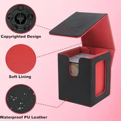 Card Deck Box For MTG Commander Deck, Fits 100+ Cards, Magnetic Card Black&Red - Image 4