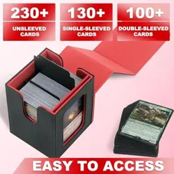 Card Deck Box For MTG Commander Deck, Fits 100+ Cards, Magnetic Card Black&Red - Image 5