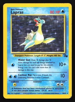 Pokemon Lapras 10/62 WotC Fossil Holo Rare HP - Image 1