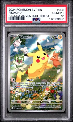 2024 POKEMON SVP EN-SV BLACK STAR PROMO PALDEA ADVENTURE CHEST PIKACHU PSA 10 - Image 1