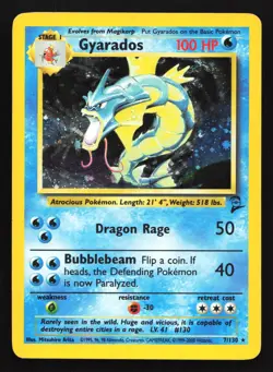 Pokemon Gyarados 7/130 WotC Base Set 2 Holo Rare HP - Image 1