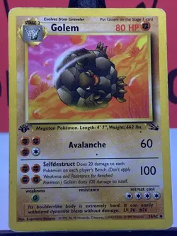 Golem 36/62 Fossil WOTC 1st Edition Pokemon TCG Regular Uncommon 1999 MP - Image 3