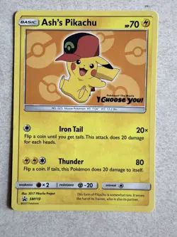 Pokemon TCG Sun And Moon Black Start Promo Ash’s Pikachu SM110 - Image 2