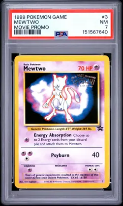 1999 POKEMON GAME MOVIE PROMO #3 MEWTWO PSA 7 - Image 1