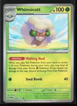 Whimsicott (Poke Ball Pattern) 008/131 Holo SV: Prismatic Evolutions Pokemon NM - Image 1