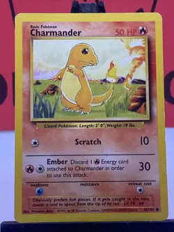 Charmander 46/102 Base Set WOTC Pokemon TCG Regular Common 1999 MP - Image 3