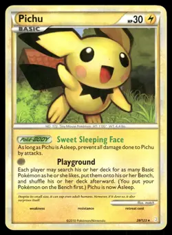 Pichu 28/123 Rare HeartGold & SoulSilver Pokemon Moderately Played - Image 1