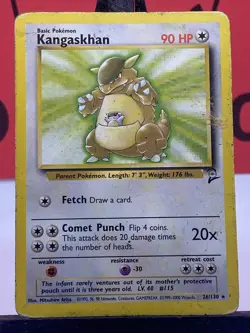 Kangaskhan 26/130 Base Set 2 WOTC Pokemon TCG Regular Rare 1999 MP - Image 3