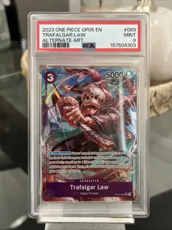 PSA 9 Trafalgar Law Alternate Art OP05-069 Awakening of the New Era One Piece - Image 1