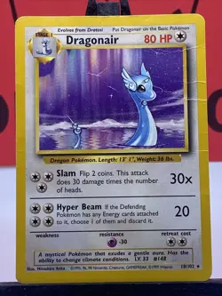 Dragonair 018/102 Base Set WOTC Pokemon TCG Regular Rare 1999 MP - Image 3
