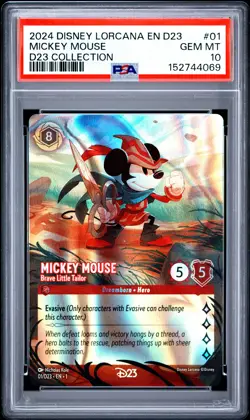 DISNEY LORCANA EN D23-D23 EXPO PROMO MICKEY MOUSE - BRAVE LITTLE TAILOR PSA 10 - Image 1