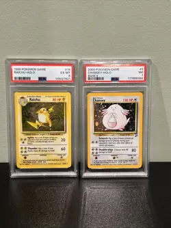 Pokemon Base Set/bs2 Raichu Holo PSA 6 And Chansey PSA 7 2 Card Holo Lot Vintage - Image 1