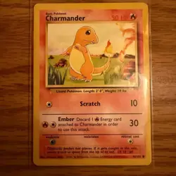 Charmander unlimited Base Set Common 46/102 - Vintage WOTC Pokemon Card LP - Image 1