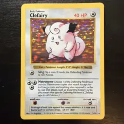 Pokemon TCG Base Set Clefairy Holo Card 5/102 MP/LP - Image 1