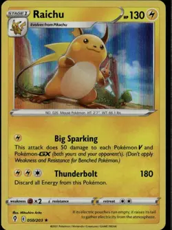 Raichu Holo Rare SWSH07: Evolving Skies 050/203 Lightning Holo Pokemon Card - Image 1