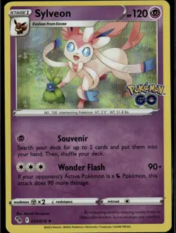 Sylveon Holo Rare Pokemon GO 035/078 Psychic Holo Pokemon Card - Image 1