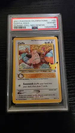 PSA 10 Gem Mint Cleffa 20/111 Celebrations Classic Collection Pokemon Card - Image 1