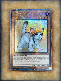 Yugioh Rescue Cat RA02-EN001 Quarter Century Rare MGED Art 1st Ed NM - Image 1