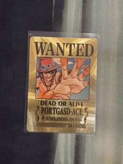 Portgas D Ace One Piece Wanted Poster Gold Card - Image 1