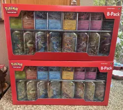 Lot of 2 Costco Pokemon Prismatic Evolutions 8 Mini-Tin Bundles w/ Promo Cards - Image 1