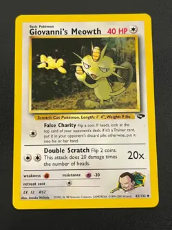 Giovanni's Meowth 43/132 - Gym Challange Vintage WOTC Pokemon TCG Card LP - Image 1