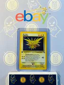 Zapdos 15/62 Error 1st Edition MP Played Fossil Set 1999 Pokemon Card Holo Rare - Image 1