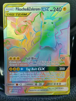 Pokemon Pikachu & Zekrom GX Team Up Card 184/181 Secret Rare NM Rainbow Holo - Image 1