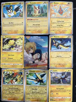 Rare Sexy Anime Waifu Card and 8 Holographic pokemon cards - Image 1