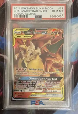 Charizard & Braixen GX 22/236 Ultra Cosmic Eclipse Tag Team Pokemon - PSA 10 - Image 1