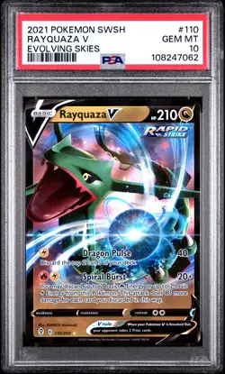 2021 POKEMON SWORD & SHIELD EVOLVING SKIES #110 RAYQUAZA V PSA 10 🔥💎📈 - Image 1