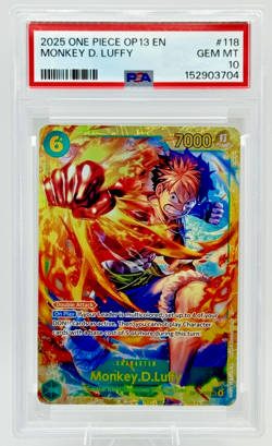2025 One Piece Monkey D. Luffy OP13 Carrying on His Will #118 PSA 10 ENGLISH - Image 1