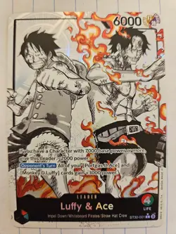 Bandai Luffy & Ace Leader ST30-001 Foil English One Piece - Image 1