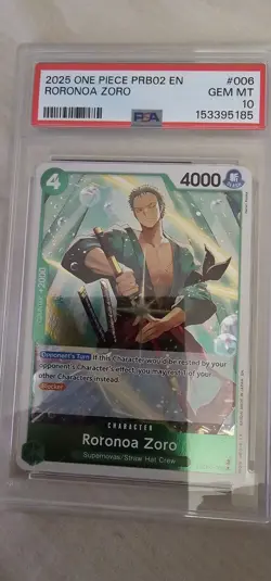 Roronoa Zoro PSA 10 One Piece PRB02 #006 - Image 1
